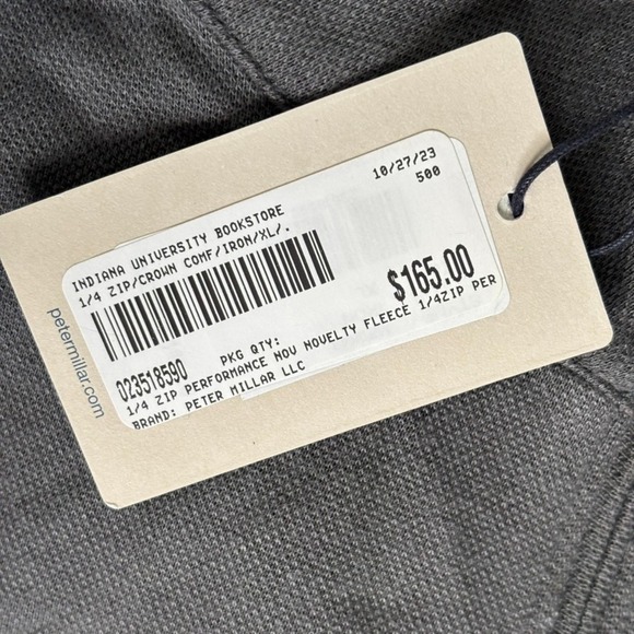 Peter‎ Millar Indiana University Hoosiers Crown Comfort Quarter Zip Sz XL Gray - Picture 2 of 6